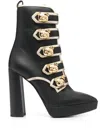 Moschino Teddy Bear Button-detail Leather Boots In Black