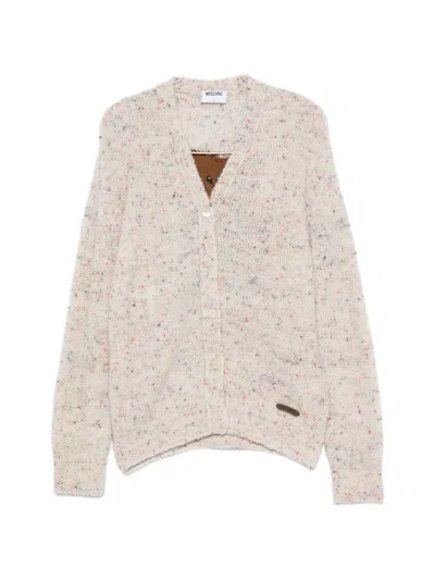 Moschino Teddy Bear Buttoned Cardigan In Neutral