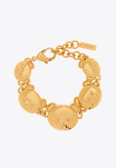 Moschino Teddy Bear Chain Bracelet In Gold