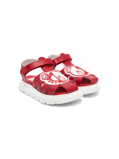 Moschino Kids' Teddy Bear Closed-toe Sandals In Red