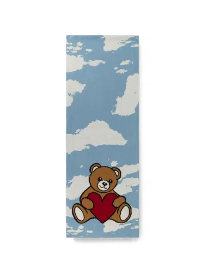 Moschino Teddy Bear Cloud-print Scarf In Multi