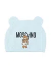 Moschino Teddy Bear Cotton Beanie In Blue