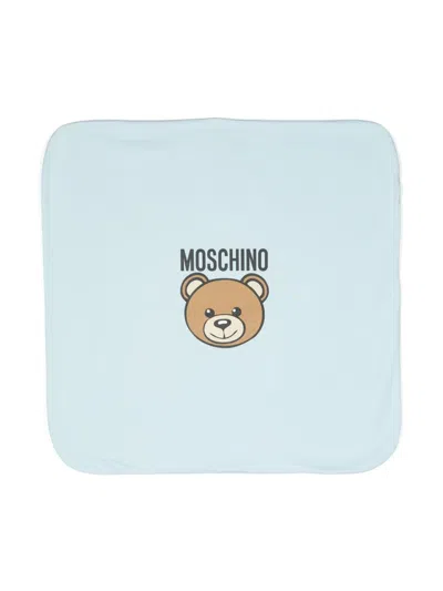 Moschino Teddy Bear Cotton Blanket (70cm X 70xm) In Blue