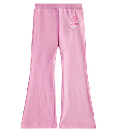 Moschino Kids' Teddy Bear Cotton-blend Sweatpants In Pink
