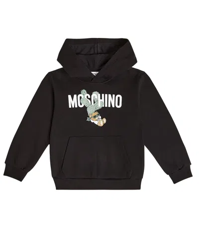 Moschino Kids' Teddy Bear Cotton Hoodie In Black