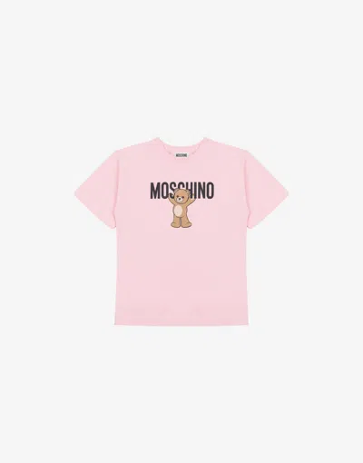 Moschino Teddy Bear Cotton Jersey Maxi T-shirt In Pink