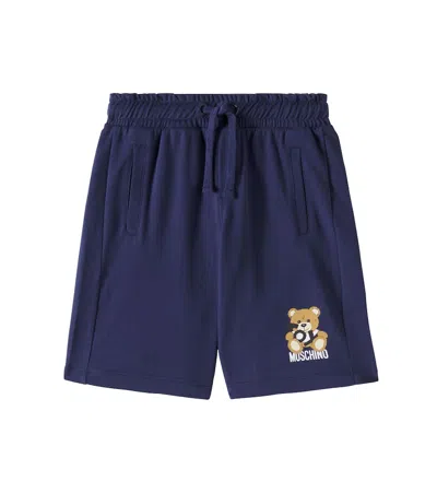Moschino Kids' Shorts Teddy Bear Aus Baumwoll-jersey In Blau