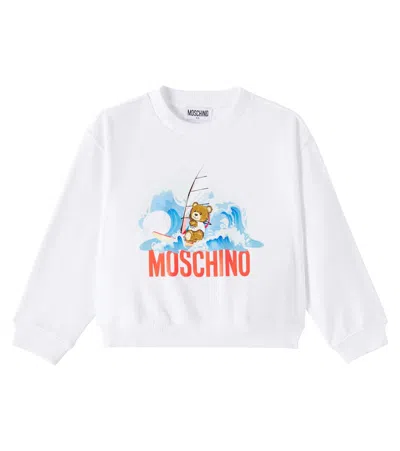 Moschino Babies' Teddy Bear Cotton Jersey Sweatshirt In White