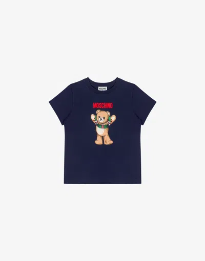 Moschino Kids'  Teddy Bear Cotton Jersey T-shirt In Blue