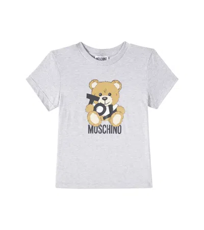 Moschino Kids' Teddy Bear Cotton Jersey T-shirt In Grey