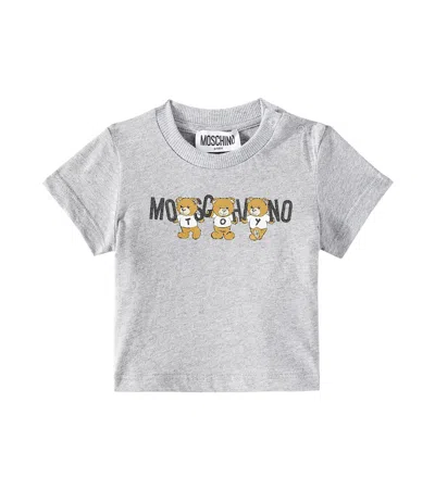Moschino Babies' Teddy Bear Cotton Jersey T-shirt In Grey