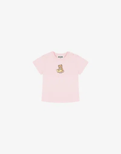 Moschino Babies'  Teddy Bear Cotton Jersey T-shirt In Pink