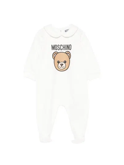 Moschino Babies' Teddy Bear Cotton Pajama In White