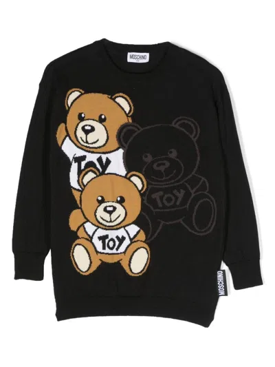 Moschino Kids' Teddy Bear Cotton Sweatshirt In Black