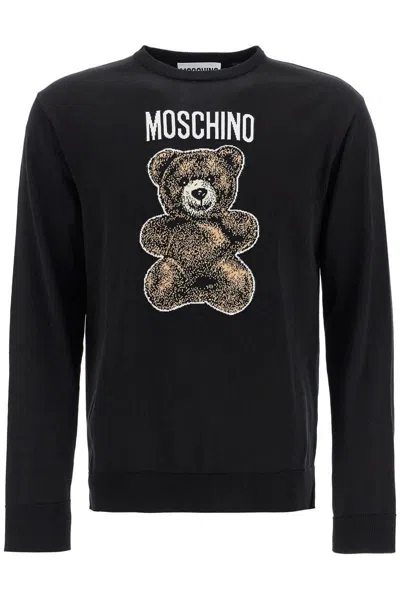 Moschino Teddy Bear Cotton T-shirt In Black