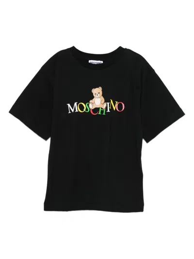 Moschino Kids' Teddy Bear Cotton T-shirt In Black