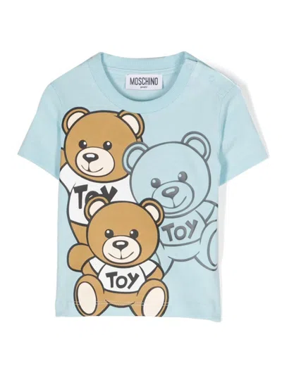 Moschino Babies' Teddy-bear Cotton T-shirt In Blue