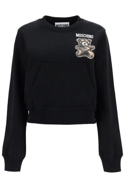 Moschino Logo-print Cotton Sweatshirt In Black