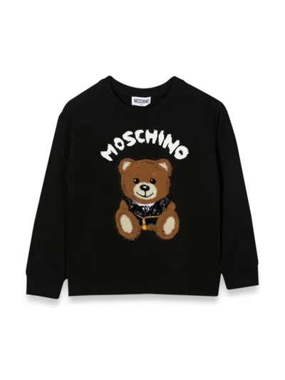 Moschino Kids' Teddy Bear Crewneck Sweatshirt In Black