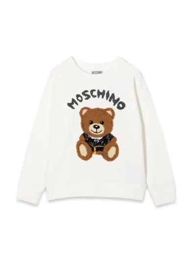 Moschino Kids' Teddy Bear Crewneck Sweatshirt In White