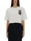 Moschino Cropped T-shirt With Playful Teddy Bear Design In White