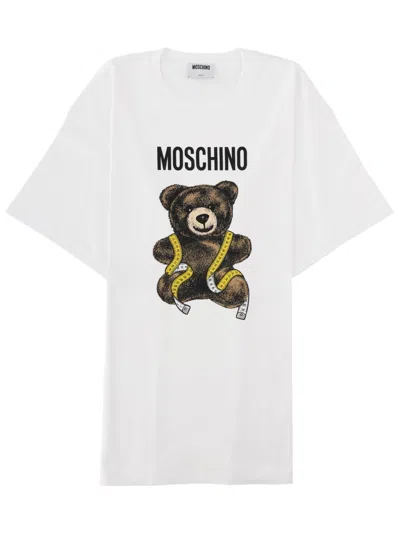 Moschino Teddy Bear Design Relaxed Fit Graphic Cotton T-shirt In White