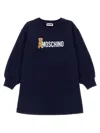 Moschino Teddy-print Cotton Dress In Blue
