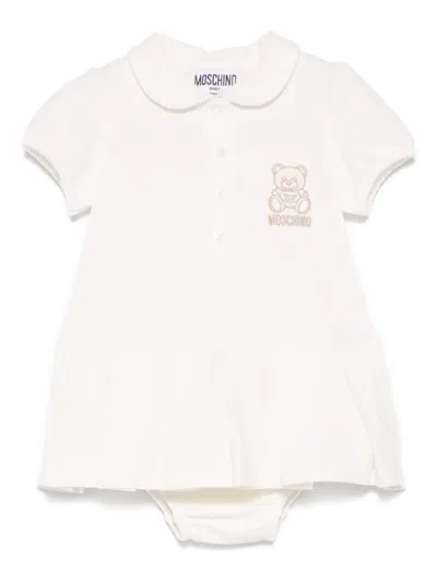 Moschino Babies' Teddy Bear Dress Set In White