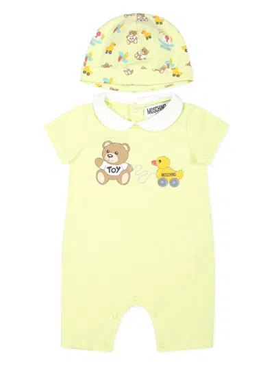 Moschino Teddy Bear-duck Motif Babygrow Set (set Of Two) In Yellow