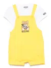 Moschino Teddy Bear Dungarees Set In White