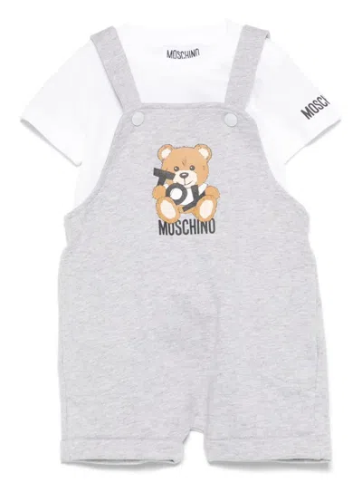 Moschino Babies' Teddy Bear Dungarees In White