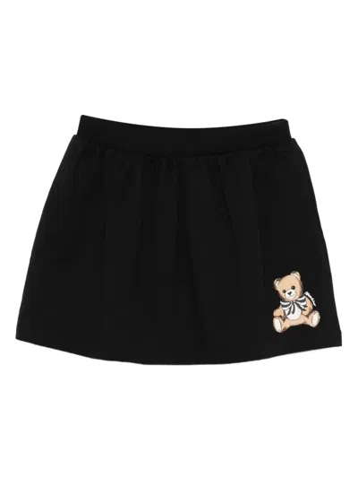 Moschino Kids' Teddy Bear Elasticated-waist Mini Skirt In Black