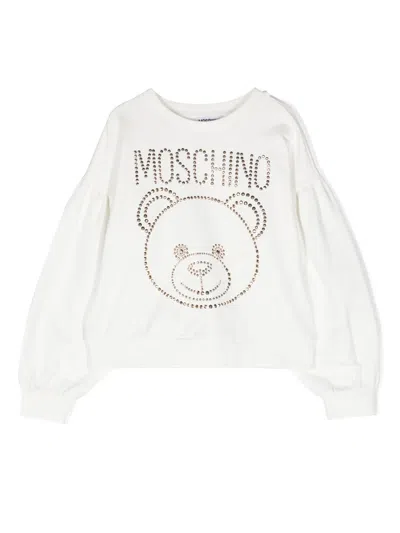 Moschino Kids' Teddy Bear-embellished Sweatshirt In White