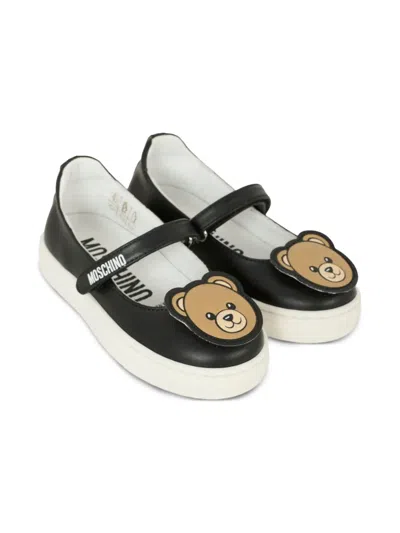 Moschino Kids' Teddy-bear Embellishment Sneakers In Black
