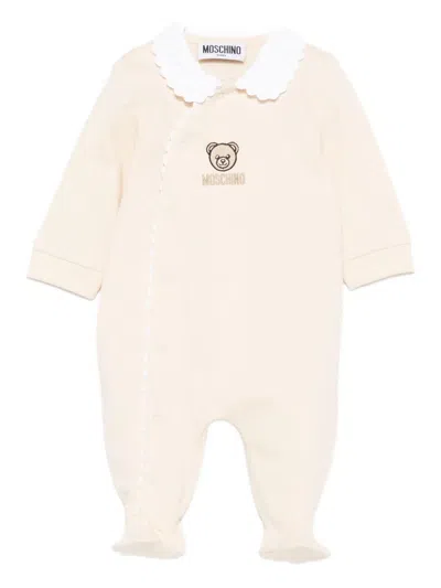 Moschino Teddy Bear-embroidered Babygrow In Neutral