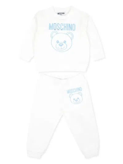 Moschino Babies' Teddy Bear-embroidered Cotton Tracksuit In White