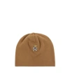 Moschino Teddy Bear Embroidered Beanie In Brown