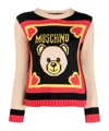 Moschino Teddy Bear-embroidered Ribbed Jumper In Nude