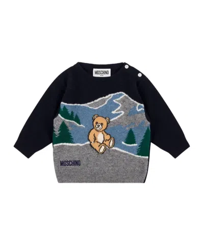 MOSCHINO TEDDY BEAR EMBROIDERED SWEATER