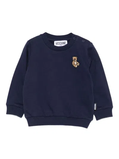 Moschino Babies' Teddy Bear-embroidered Sweatshirt In Blue