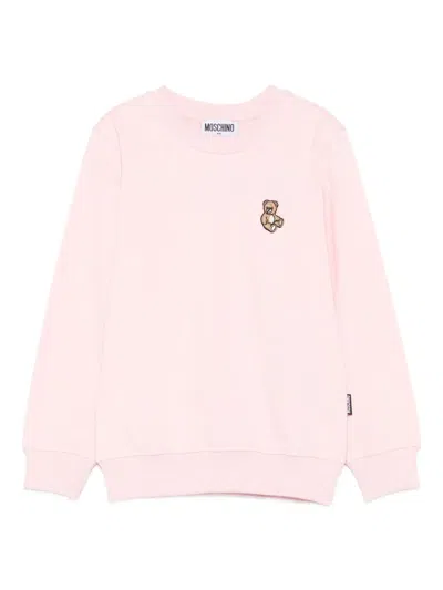 Moschino Kids' Teddy Bear-embroidered Sweatshirt In Pink