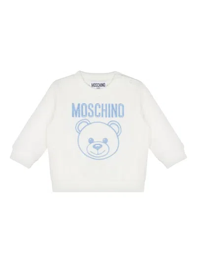 Moschino Babies' Teddy Bear-embroidered Sweatshirt In White