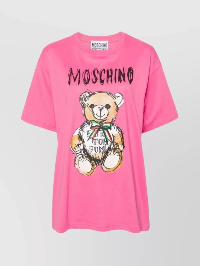 Moschino Teddy Bear T-shirt Fuchsia In Pink