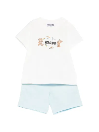 Moschino Baby Boys Teddy Bear Logo Short Set In White