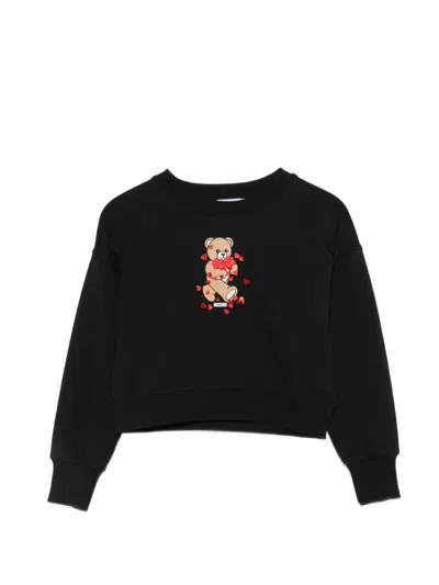 Moschino Kids' Teddy Bear Heart-print Sweatshirt In Black