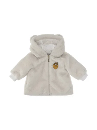 Moschino Teddy Bear Hooded Jacket In White