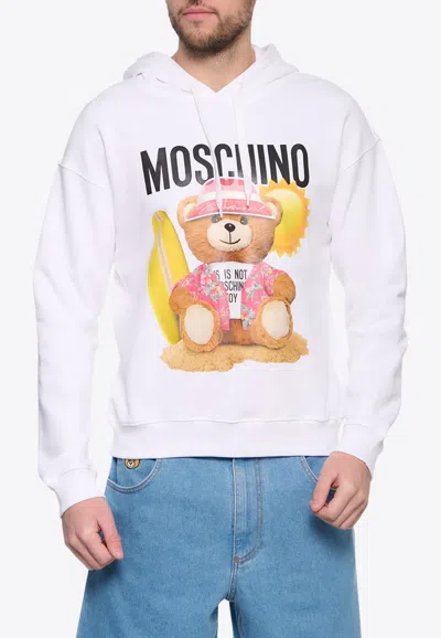 Moschino Teddy Bear Hooded Sweatshirt In White
