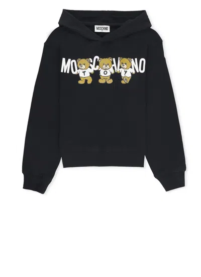 Moschino Kids' Teddy Bear Hoodie In Black