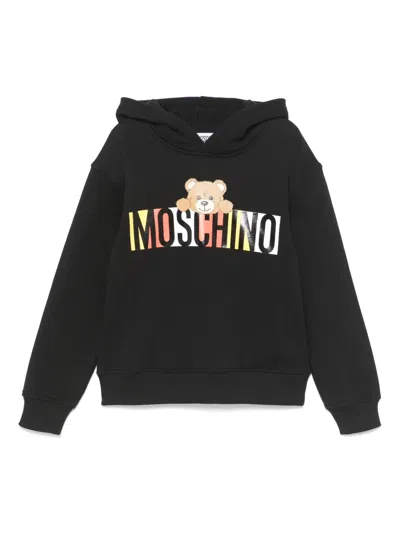 Moschino Kids' Teddy Bear Hoodie In Black