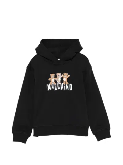 Moschino Kids' Teddy Bear Hoodie In Black